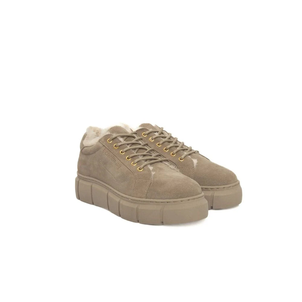 Cerruti 1881 Beige Calfskin Women Platform Sneaker - EU36/US6 - Sneakers