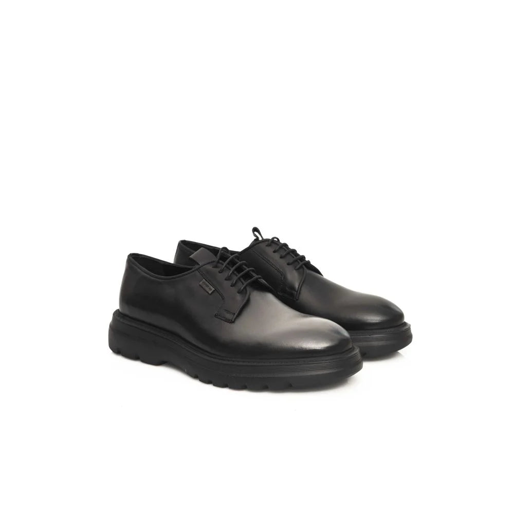 Cerruti 1881 Black Calfskin Men Derby Shoe - EU42/US9 - Shoes