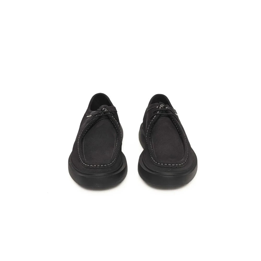 Cerruti 1881 Black Cowhide Men Derby Shoe - EU42/US9 - Flats