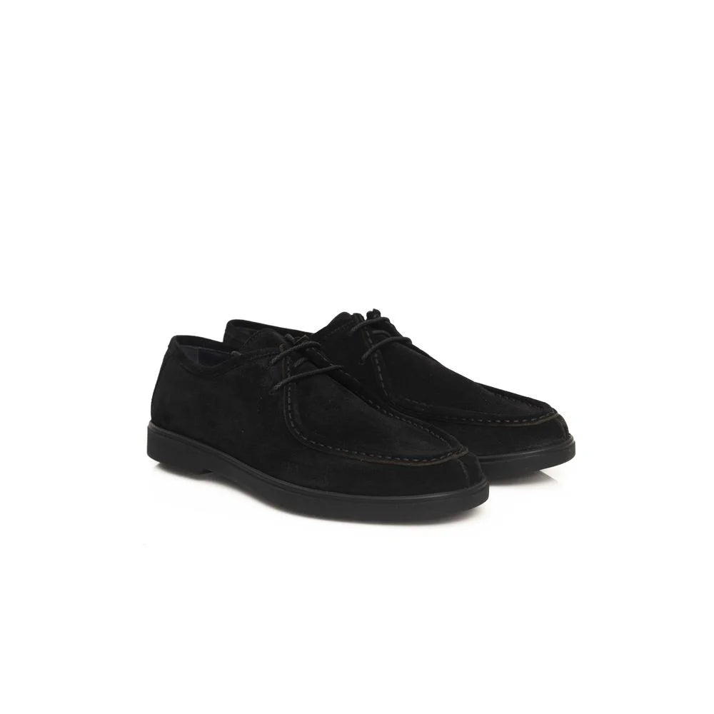 Cerruti 1881 Black Cowhide Men Derby Shoe - Flats