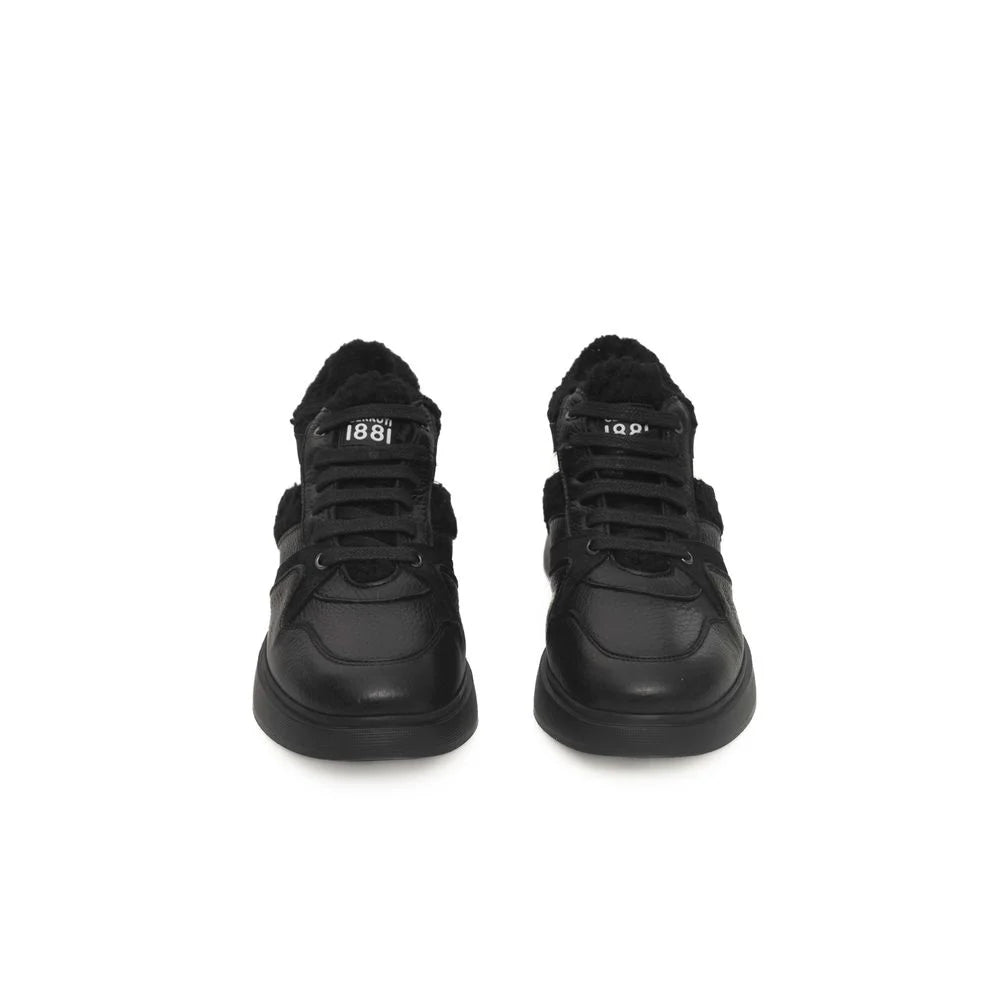 Cerruti 1881 Black Cowhide Women Platform Sneaker - Sneakers