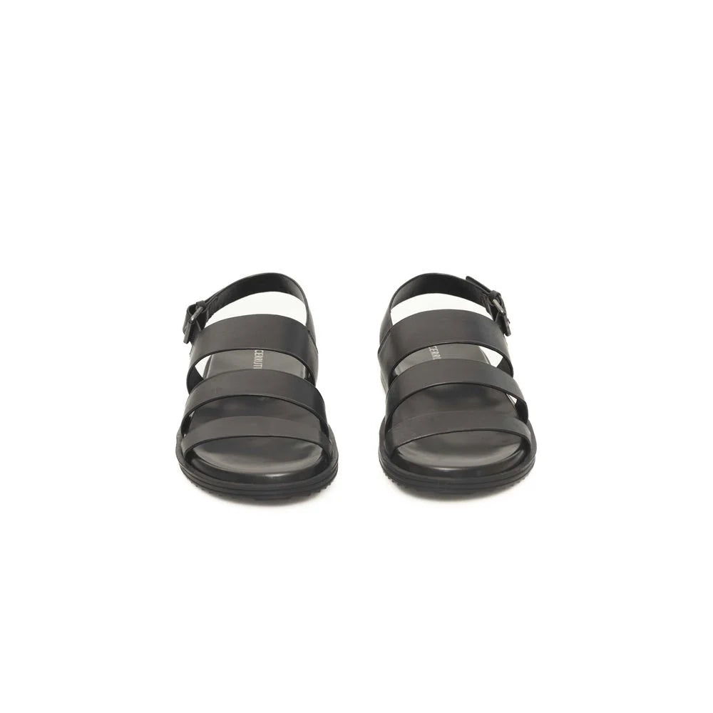 Cerruti 1881 Black Leather Men Sandal - Sandals