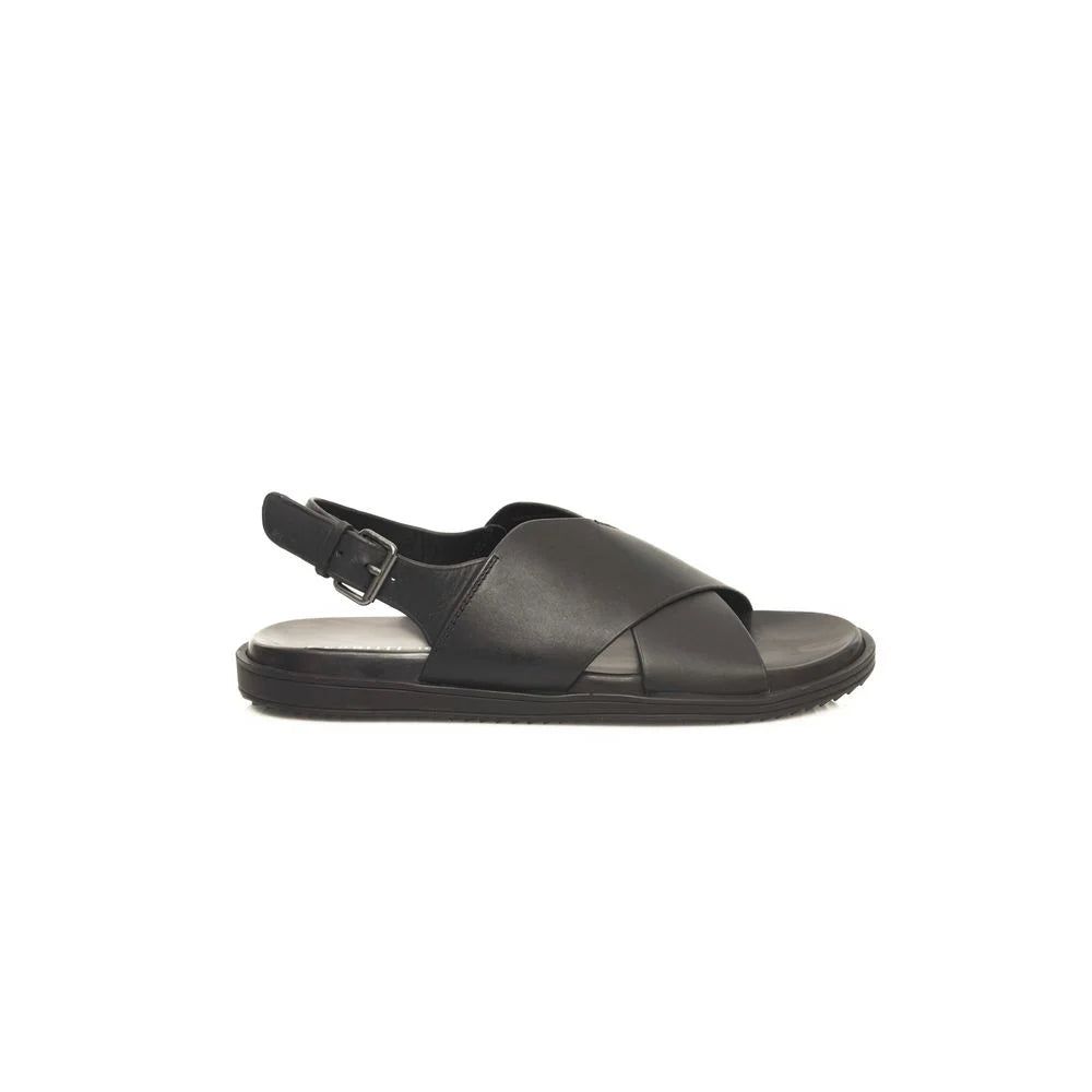 Cerruti 1881 Black Leather Men Sandal - Sandals