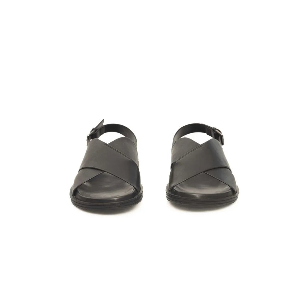 Cerruti 1881 Black Leather Men Sandal - Sandals