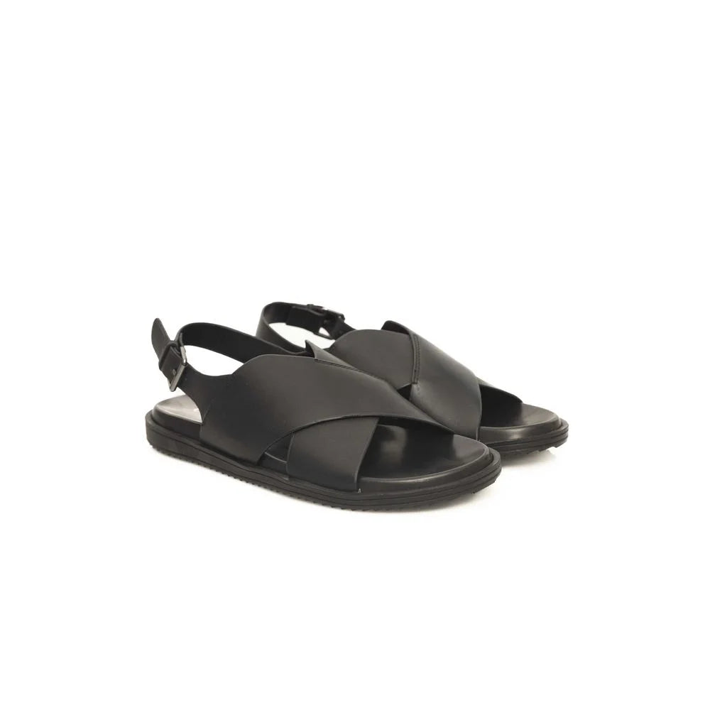 Cerruti 1881 Black Leather Men Sandal - Sandals
