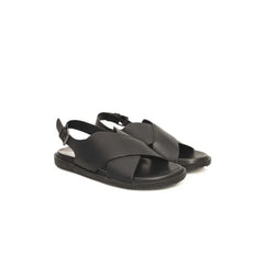 Cerruti 1881 Black Leather Men Sandal - Sandals