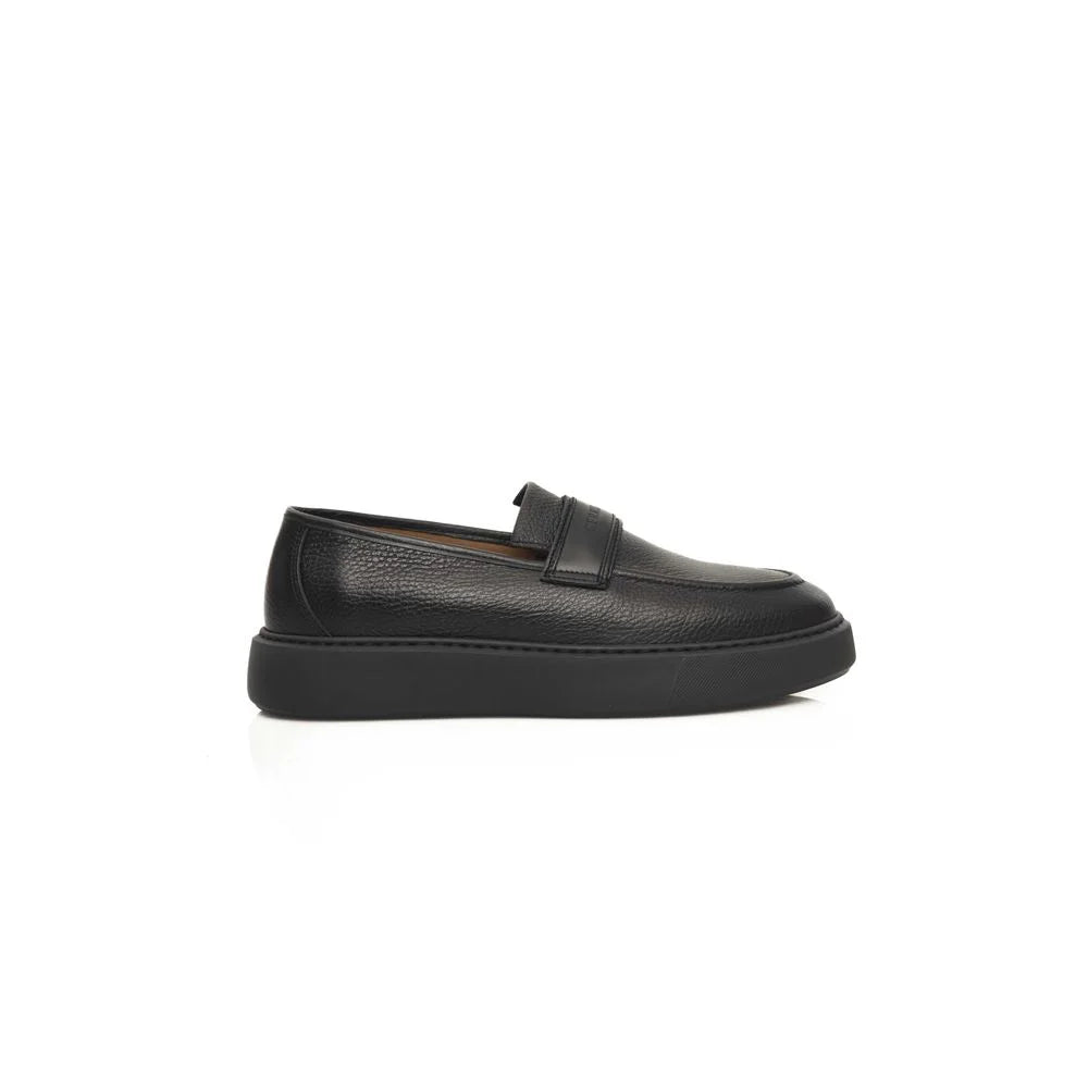 Cerruti 1881 Black Leather Men’s Loafer - Flats