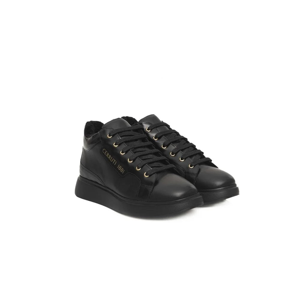 Cerruti 1881 Black Leather Women Sneaker - Sneakers