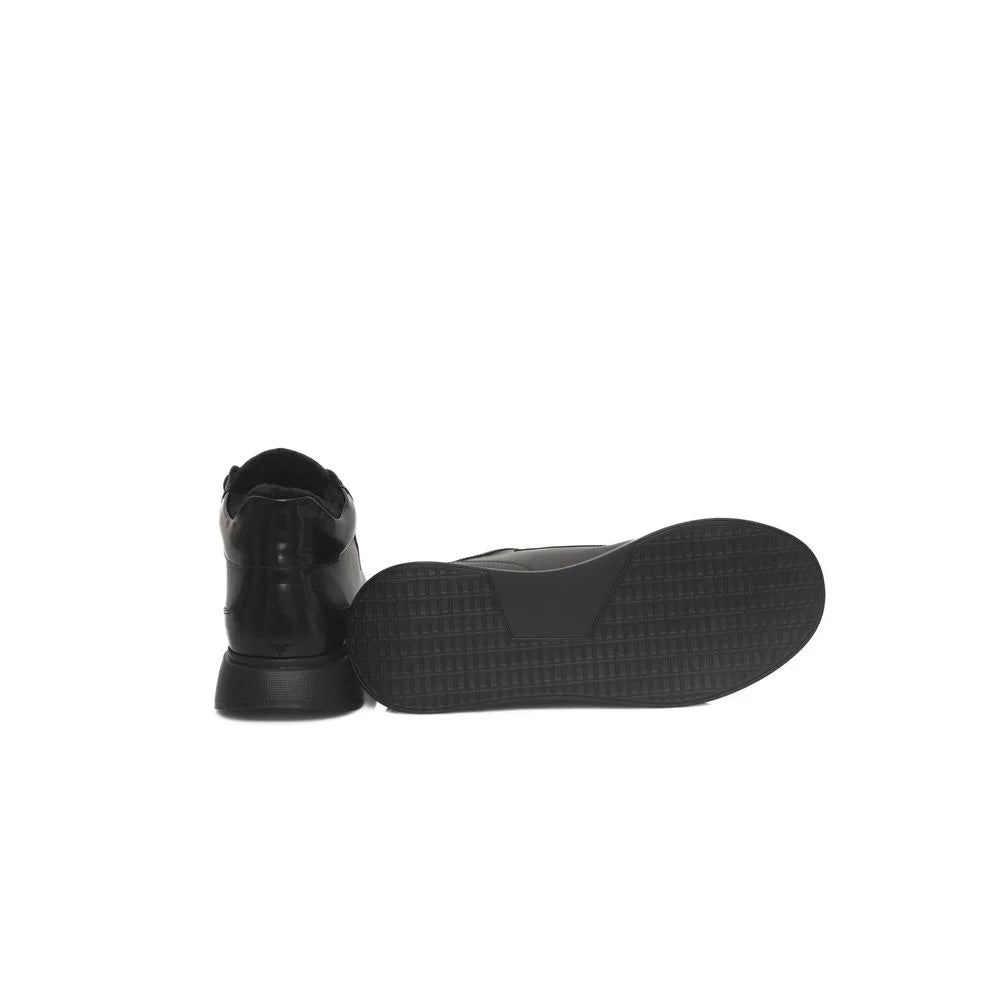 Cerruti 1881 Black Leather Women Sneaker - Sneakers