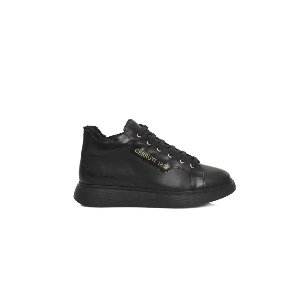 Cerruti 1881 Black Leather Women Sneaker - Sneakers