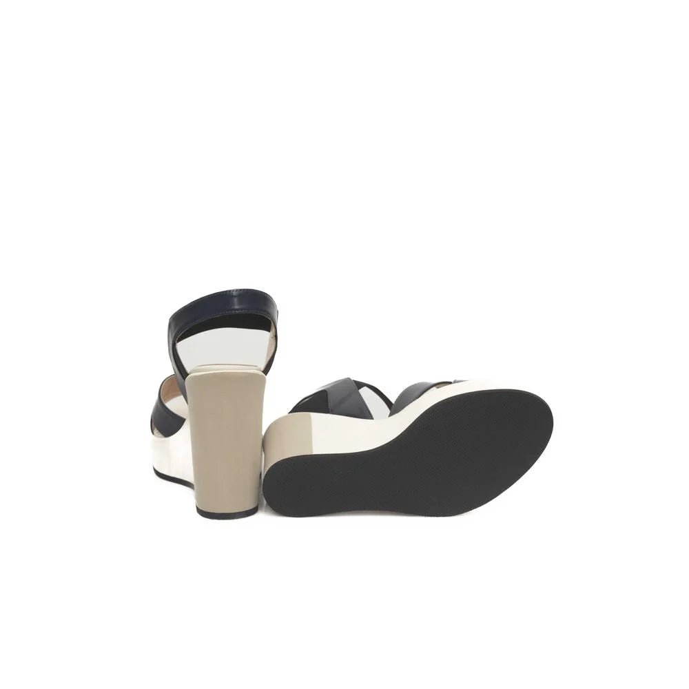 Cerruti 1881 Blue Calfskin Women Sandal - EU38/US8 - Sandals