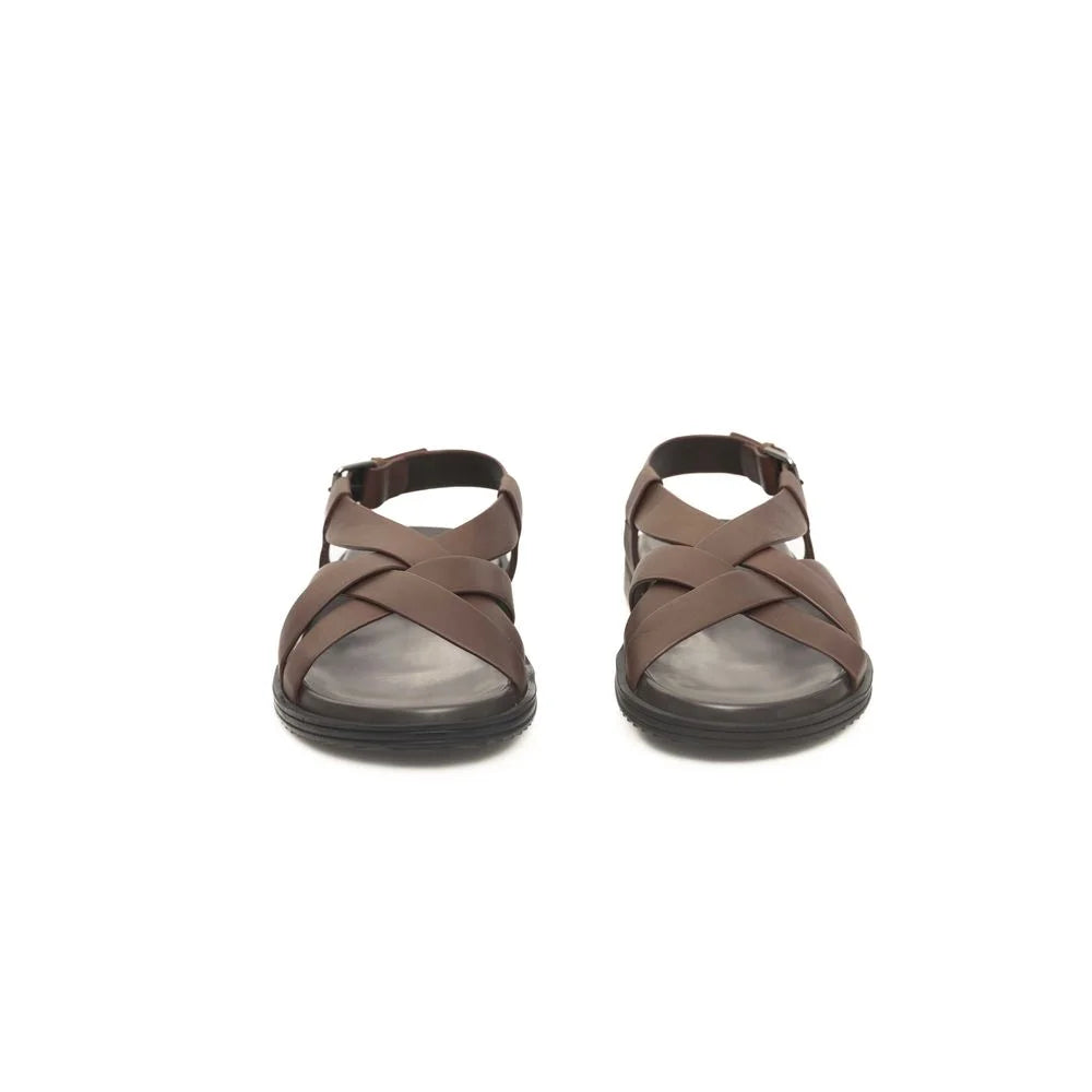 Cerruti 1881 Brown Leather Men Sandal - Sandals