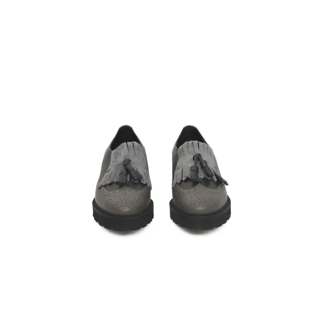 Cerruti 1881 Gray Cowhide Women Loafer - EU38/US8 - Flats
