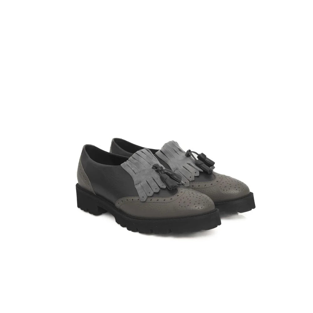 Cerruti 1881 Gray Cowhide Women Loafer - EU38/US8 - Flats