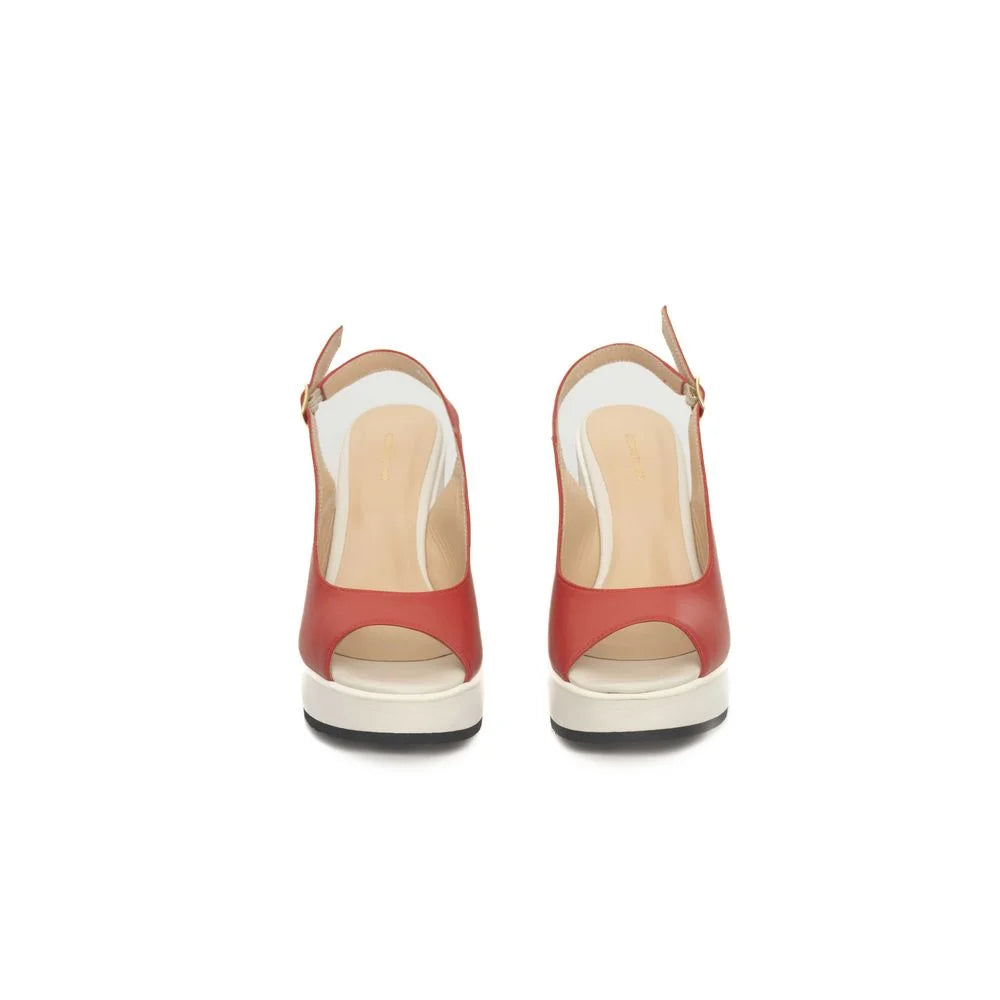 Cerruti 1881 Red Calfskin Women Sandal - EU38/US8 - Sandals