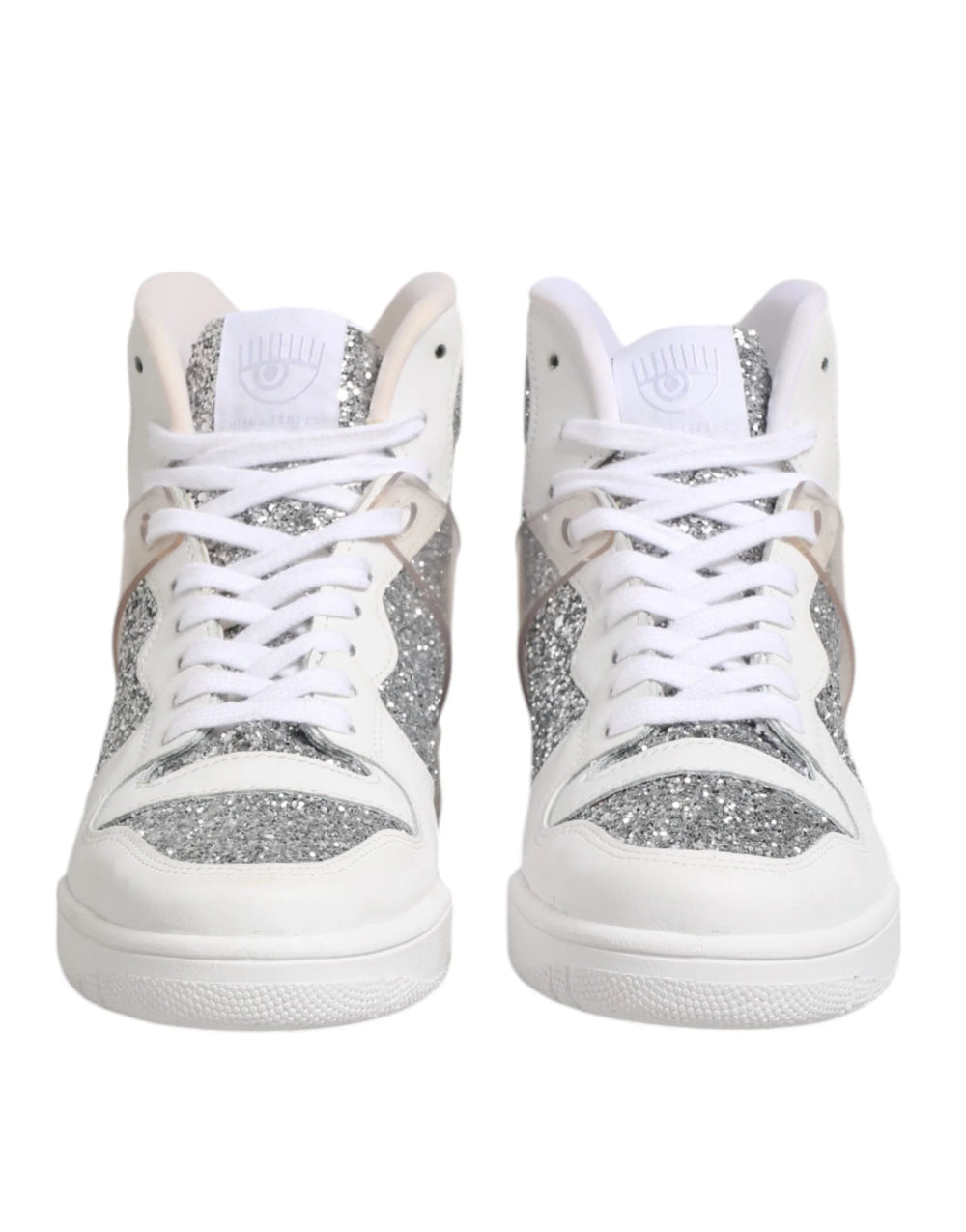 Chiara Ferragni White Silver High Top Women Sneakers Shoes - EU39/US8.5 - Sneakers