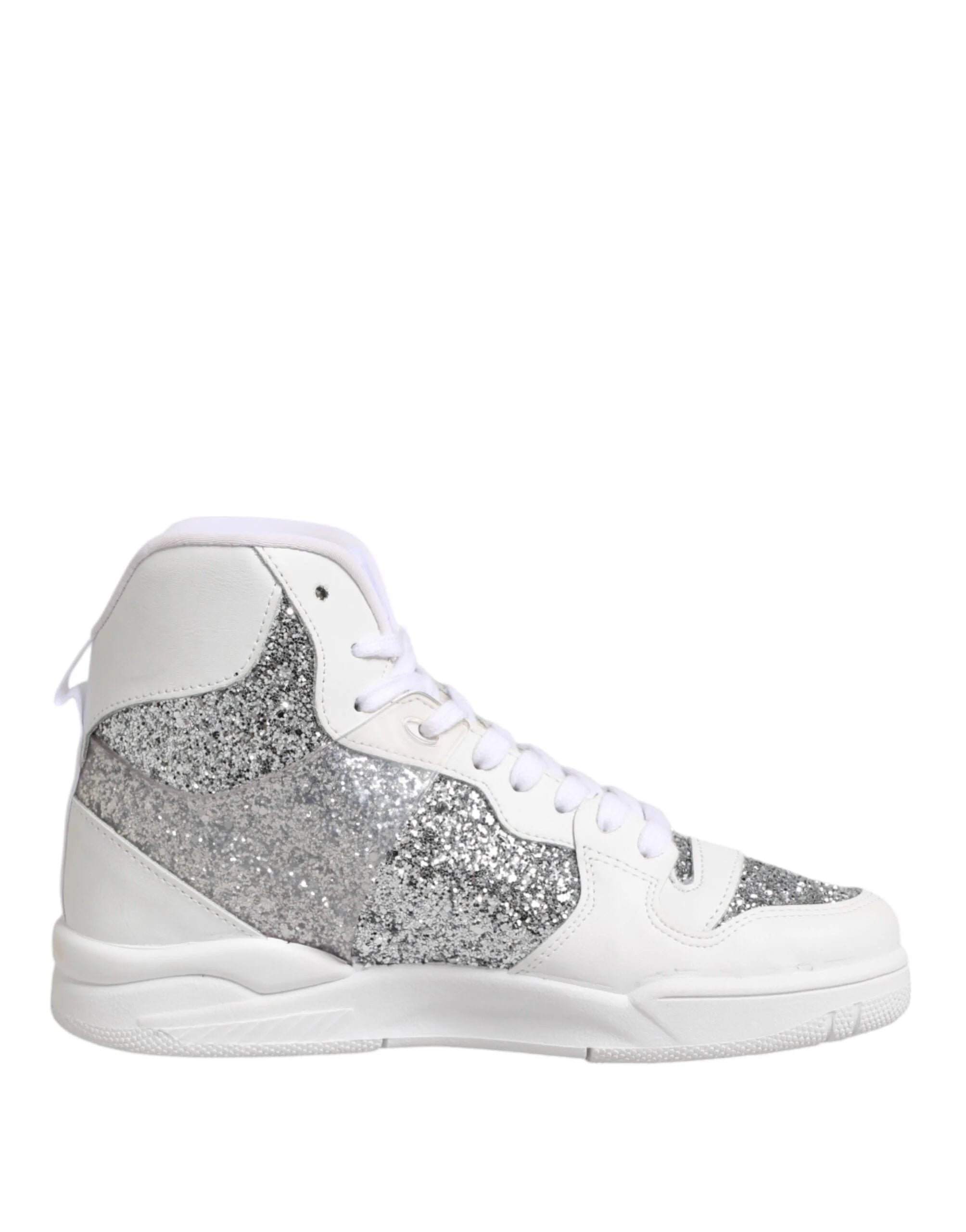 Chiara Ferragni White Silver High Top Women Sneakers Shoes - EU39/US8.5 - Sneakers