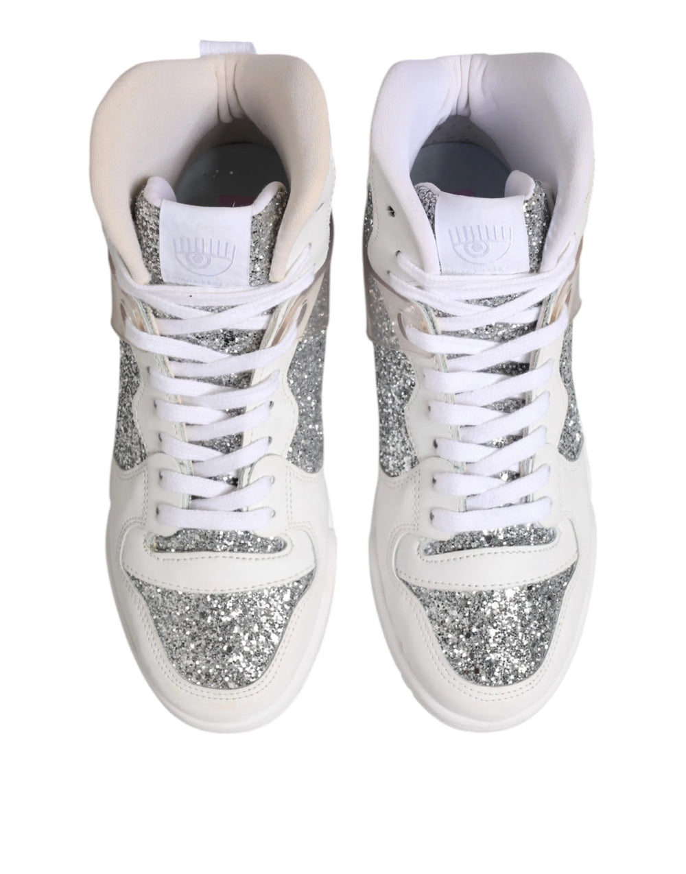 Chiara Ferragni White Silver High Top Women Sneakers Shoes - EU39/US8.5 - Sneakers