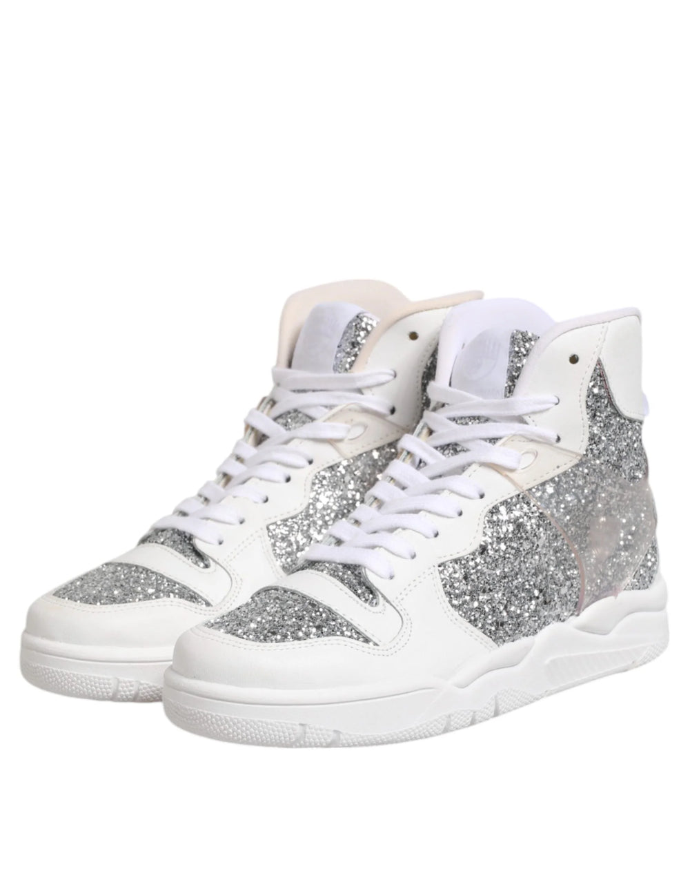 Chiara Ferragni White Silver High Top Women Sneakers Shoes - EU39/US8.5 - Sneakers