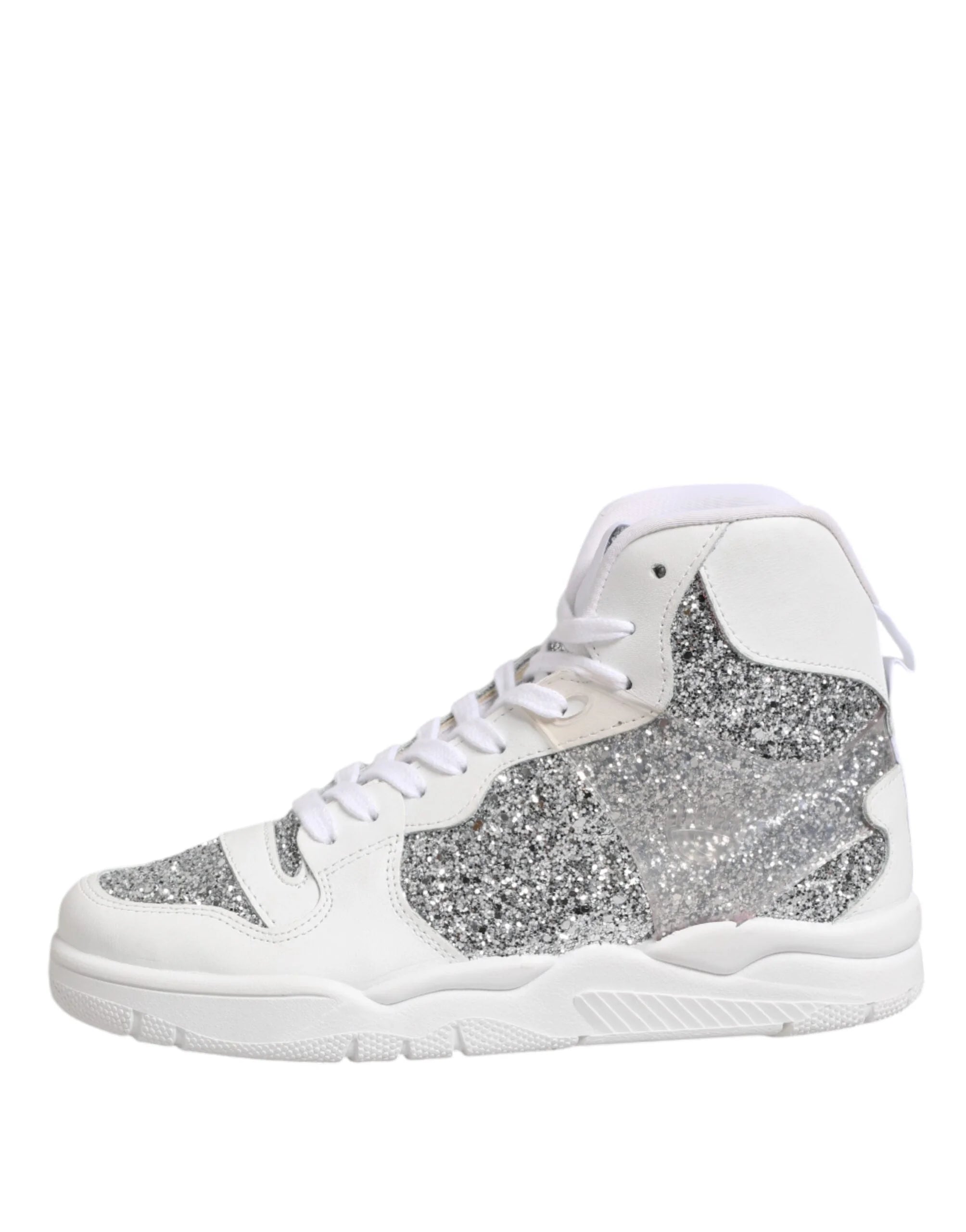 Chiara Ferragni White Silver High Top Women Sneakers Shoes - EU39/US8.5 - Sneakers