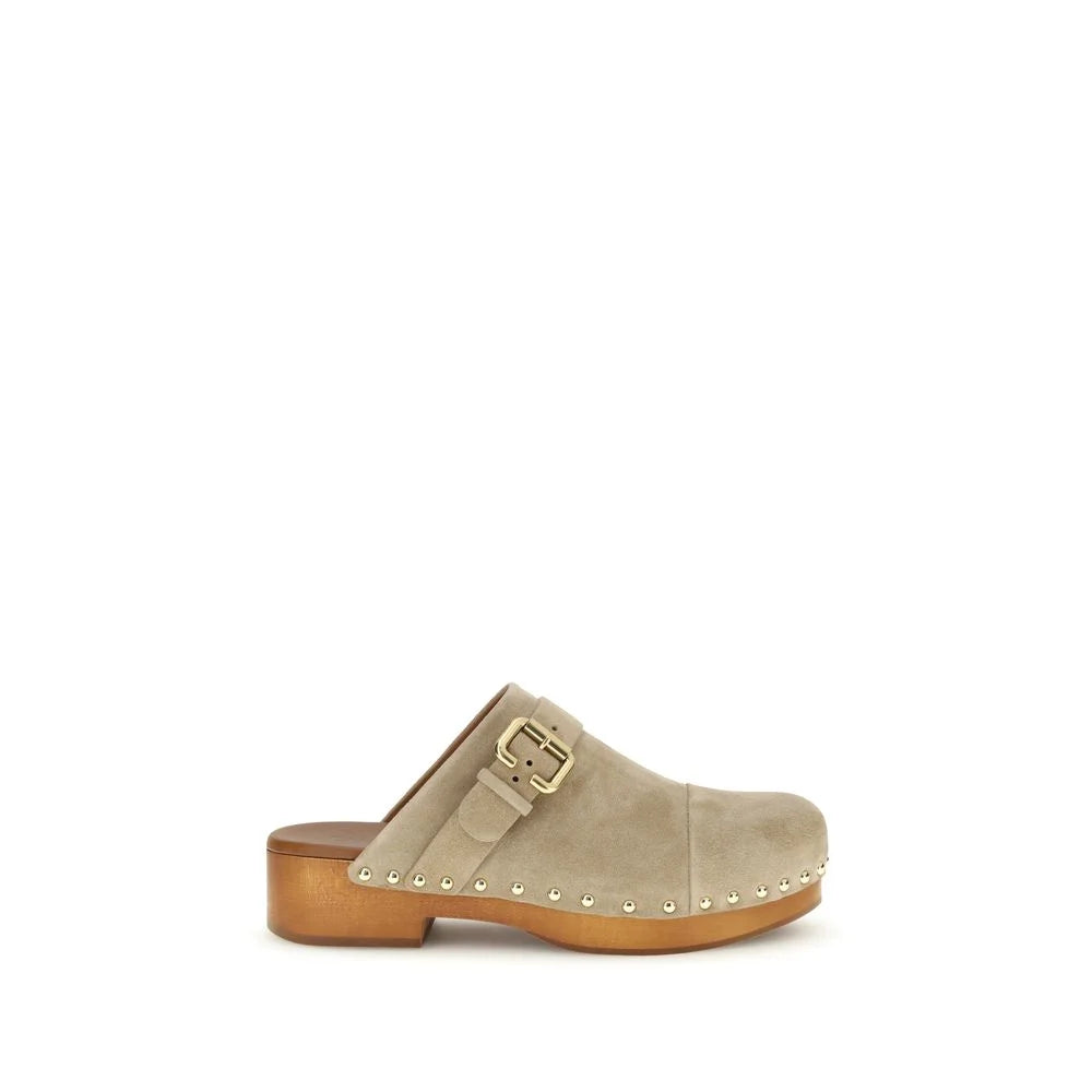 Șlapi Chloé din piele de vițel bej Bos Taurus
