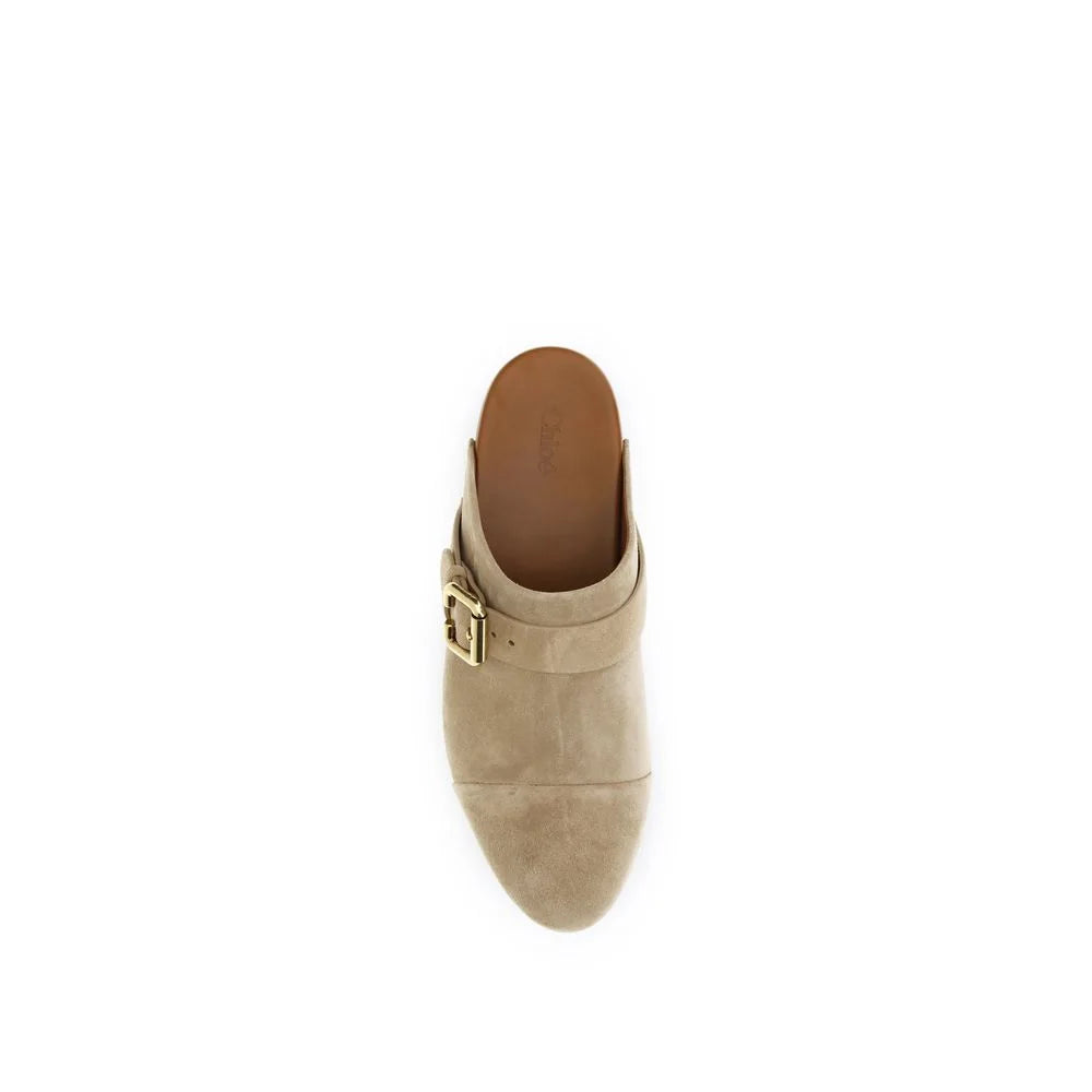Șlapi Chloé din piele de vițel bej Bos Taurus