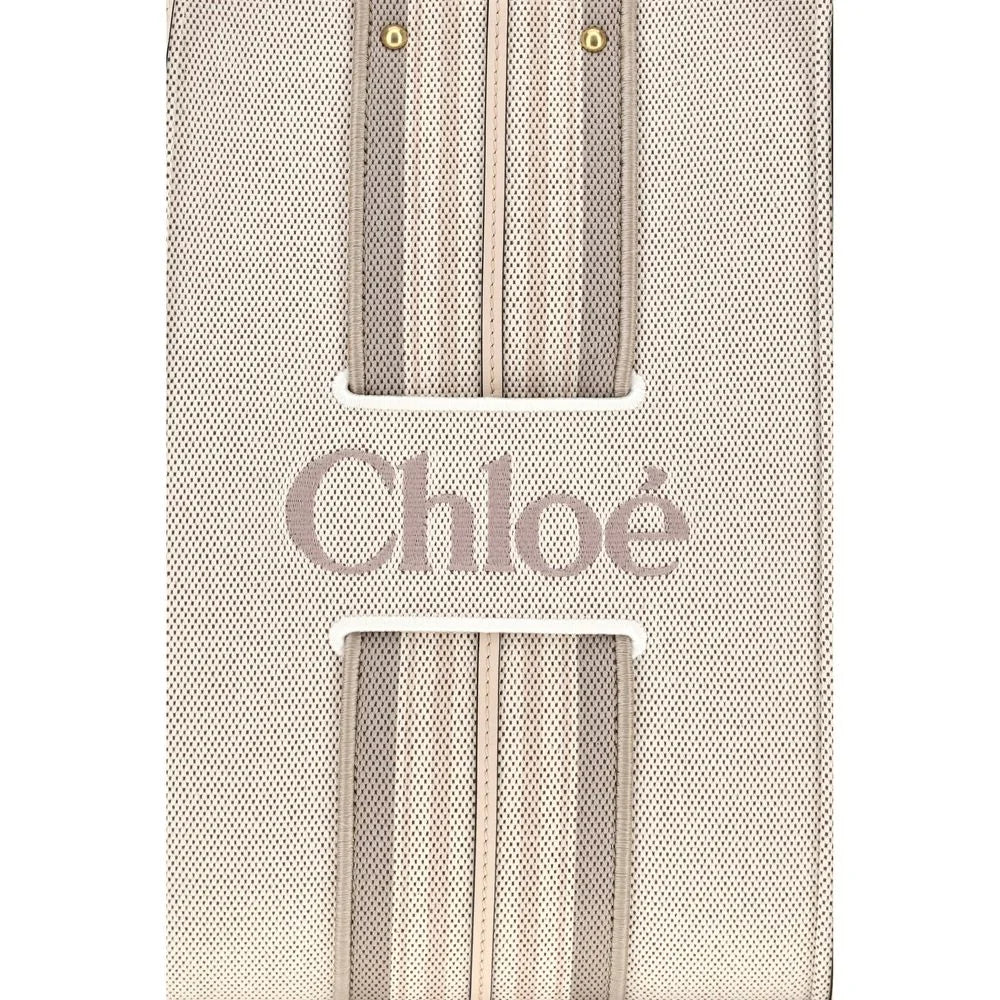 Geantă de umăr din bumbac bej Chloé
