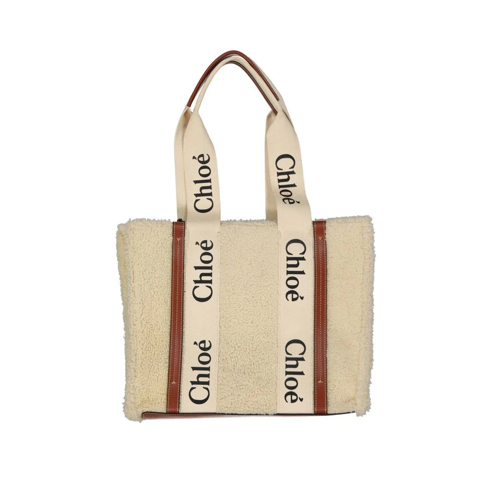 Chloé Beige Lamb Fur Tote Bag
