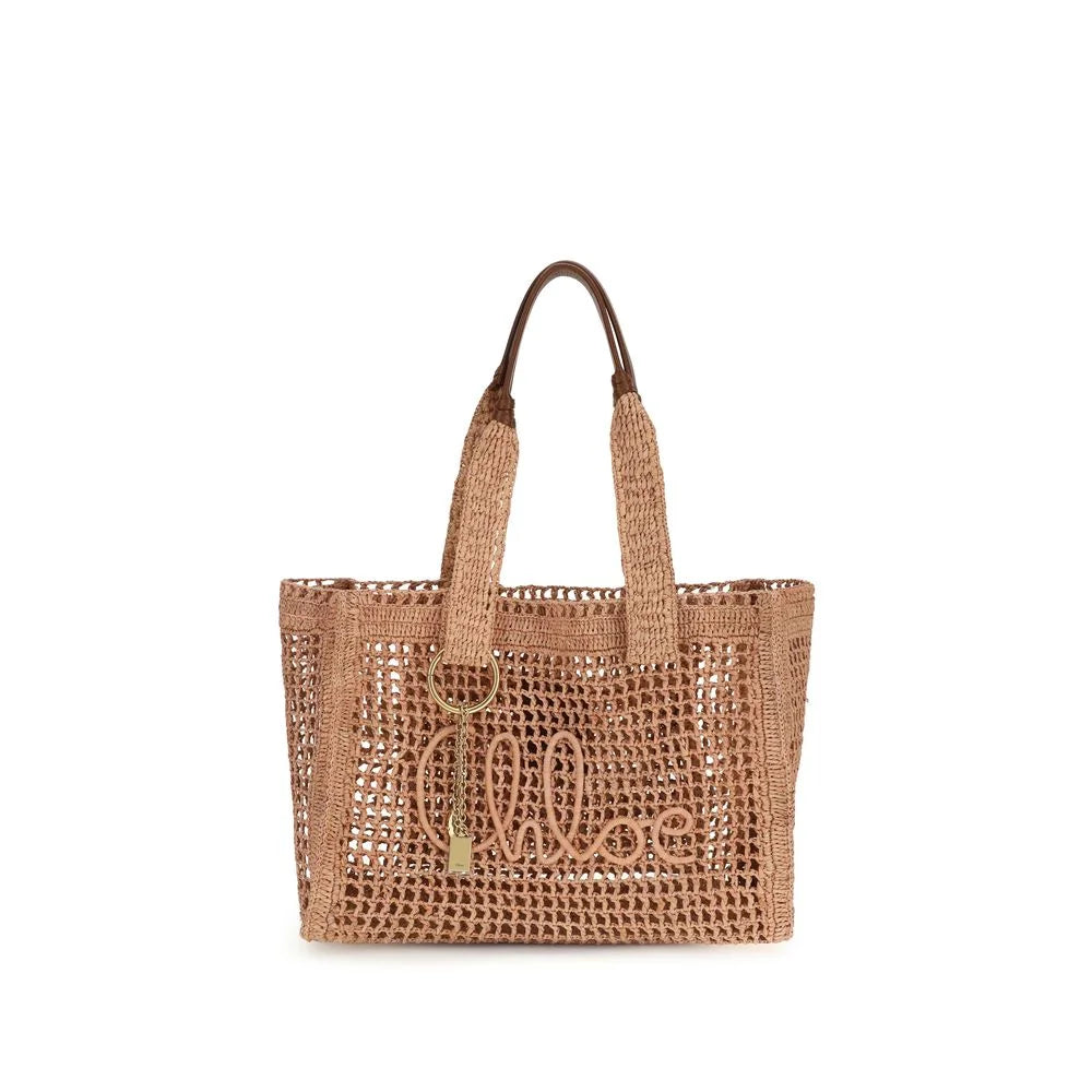 Chloé Beige Raffia Shoulder Bag