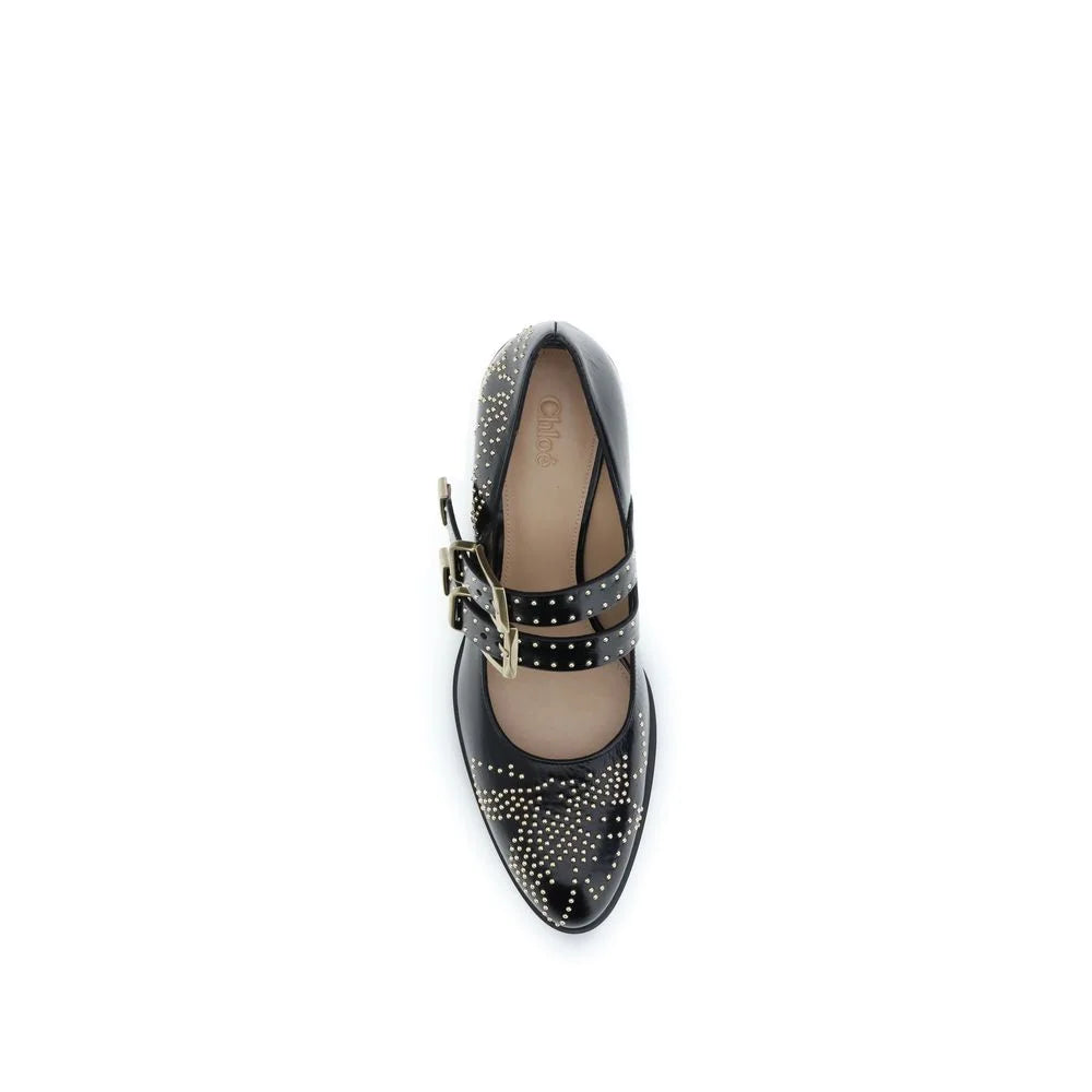 Chloé Black Calf Leather Bos Taurus Ballet Flats
