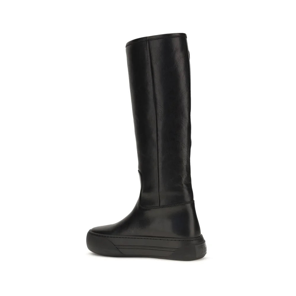 Chloé Black Calf Leather Bos Taurus Flat Boots