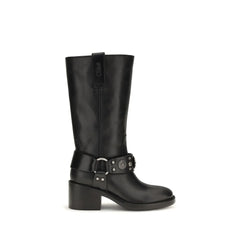 Chloé Black Calf Leather Bos Taurus Flat Boots
