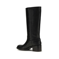 Chloé Black Calf Leather Bos Taurus Flat Boots
