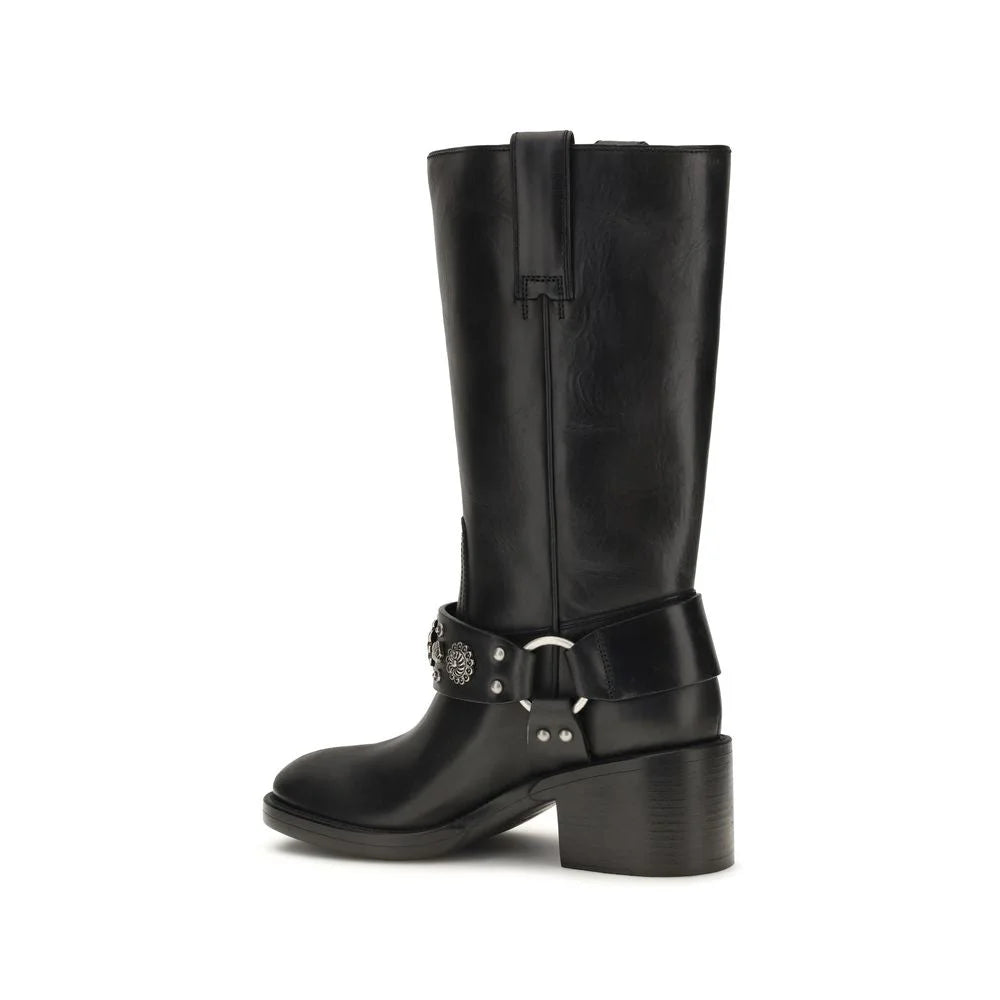 Chloé Black Calf Leather Bos Taurus Flat Boots