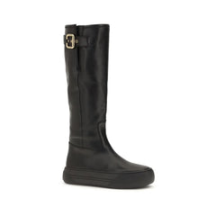 Chloé Black Calf Leather Bos Taurus Flat Boots