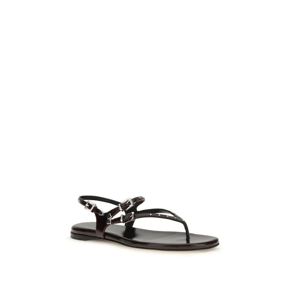 Chloé Black Calf Leather Bos Taurus Flat Sandals - EU36.5/US6.5