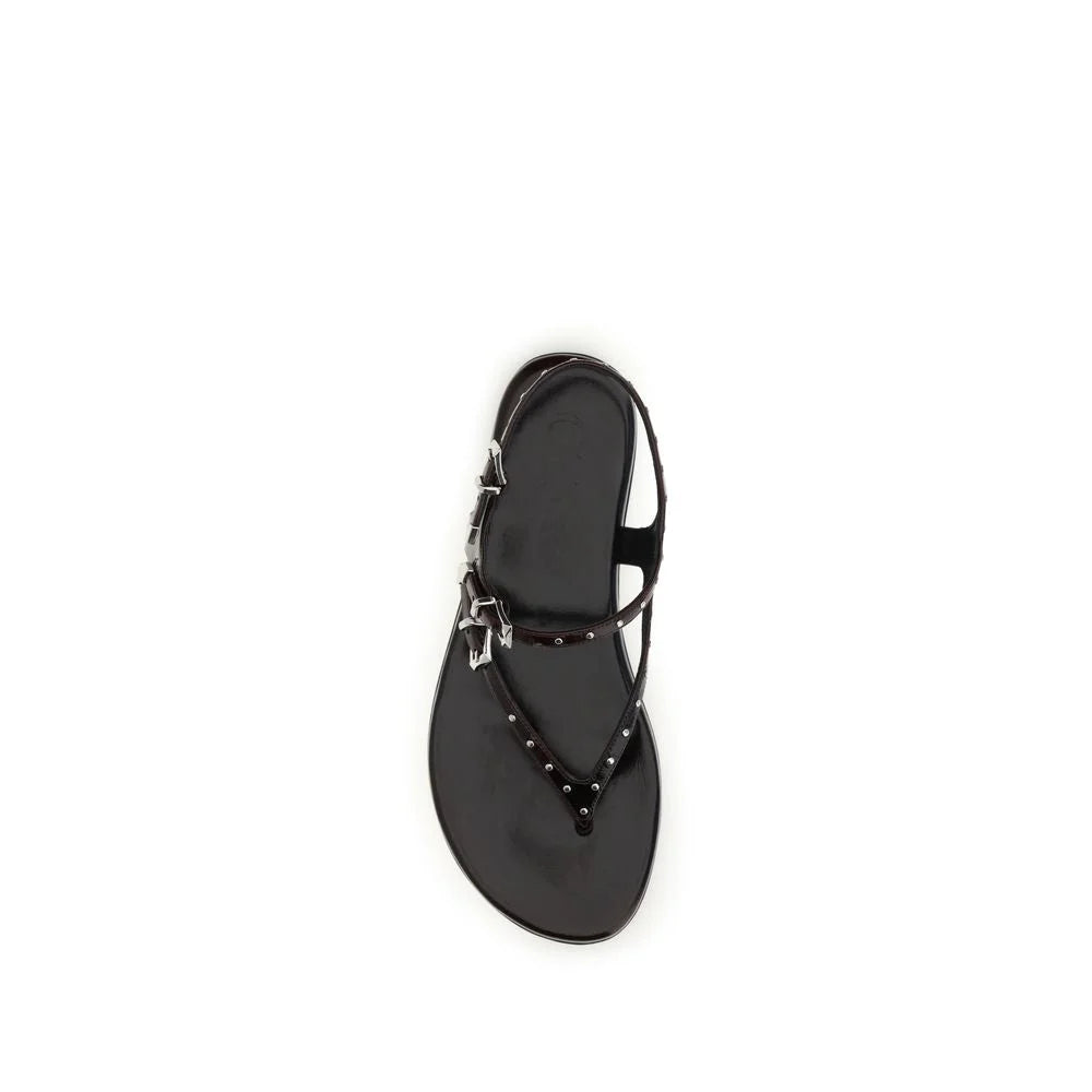 Chloé Black Calf Leather Bos Taurus Flat Sandals - EU36.5/US6.5