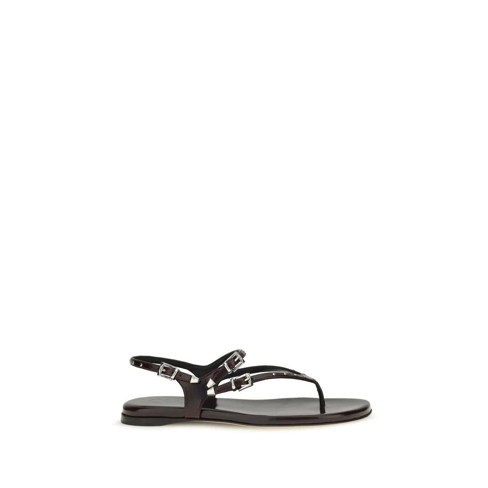 Chloé Black Calf Leather Bos Taurus Flat Sandals - EU36.5/US6.5