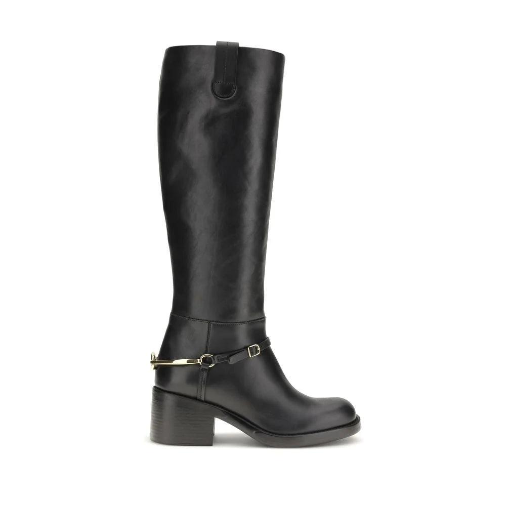 Chloé Black Calf Leather Bos Taurus Lace-Up Boots - EU36.5/US6.5