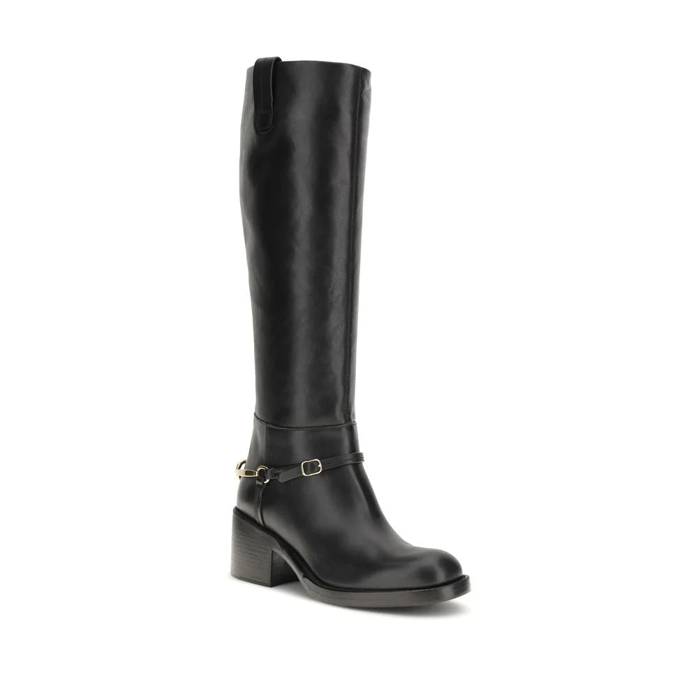 Chloé Black Calf Leather Bos Taurus Lace-Up Boots - EU36.5/US6.5