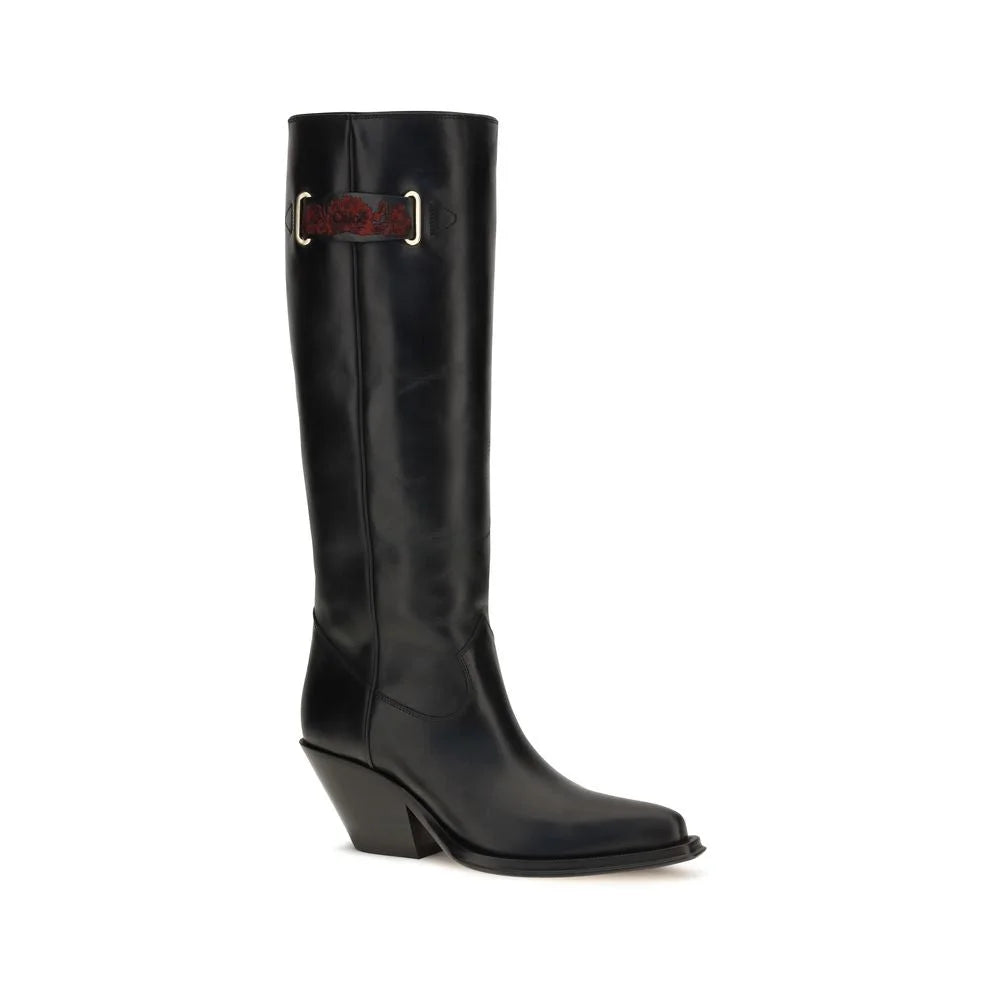 Chloé Black Calf Leather Bos Taurus Over The Knee