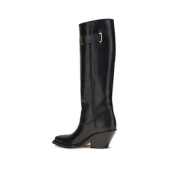 Chloé Black Calf Leather Bos Taurus Over The Knee