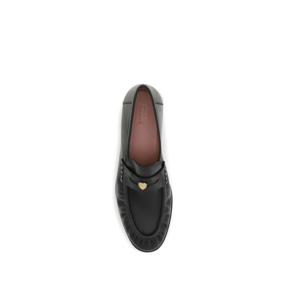 Chloé Black Calf Leather Bos Taurus Slip-On Loafers