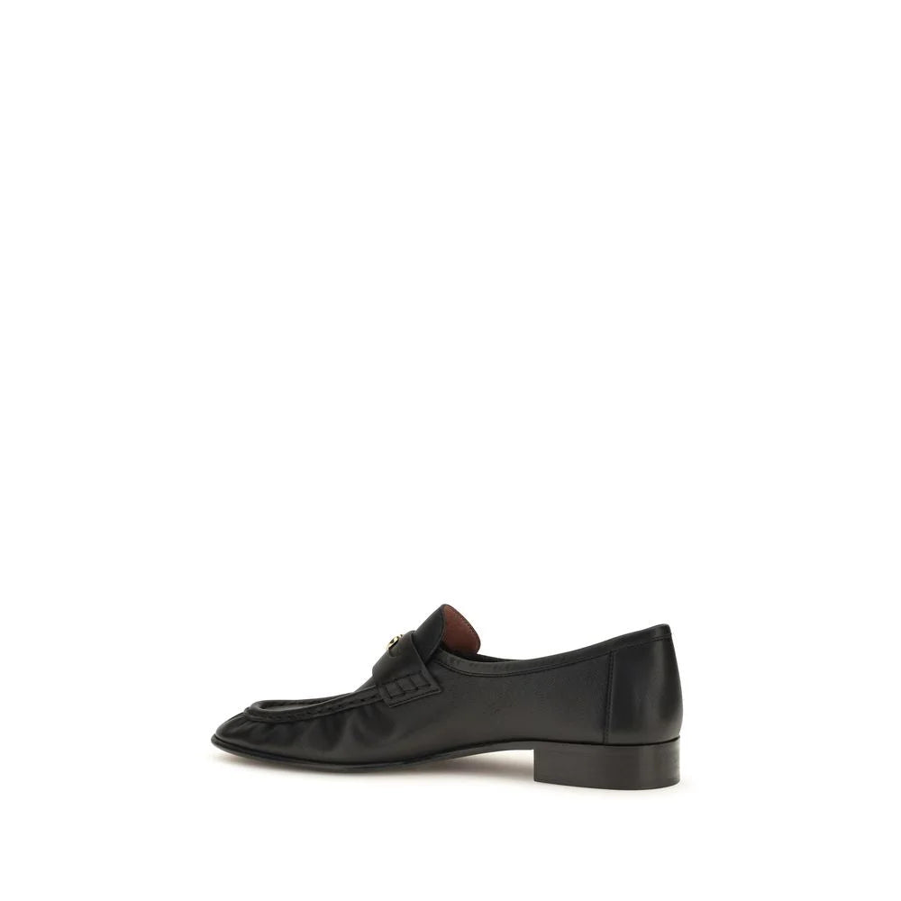 Chloé Black Calf Leather Bos Taurus Slip-On Loafers