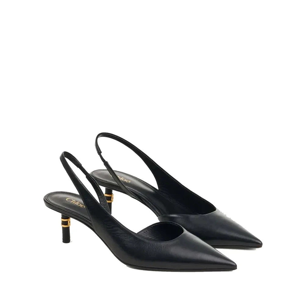 Chloé Black Leather High Heel Pumps - EU37.5/US7.5