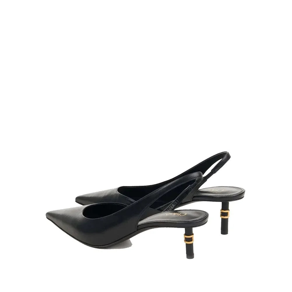 Chloé Black Leather High Heel Pumps - EU37.5/US7.5
