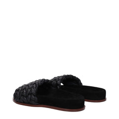 Chloé Black Leather Slippers Sandals - Sandals