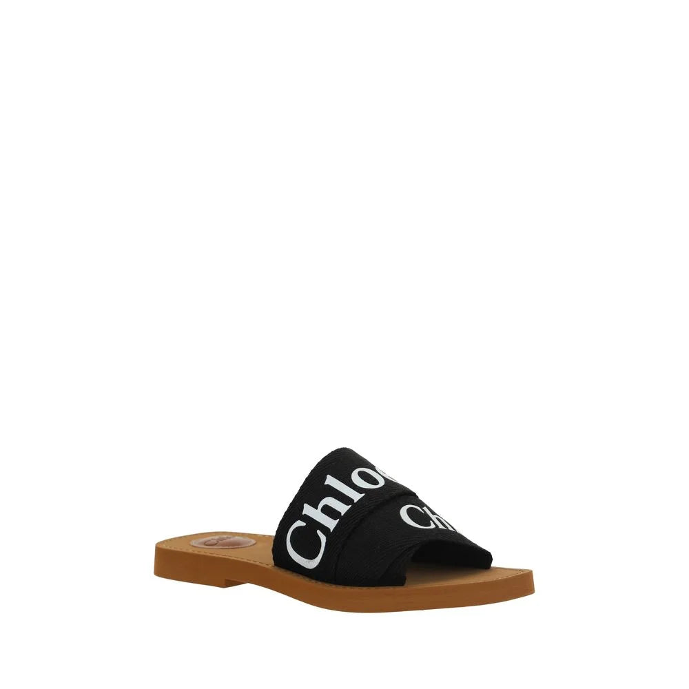Chloé Schwarze Sandalen aus Leinen
