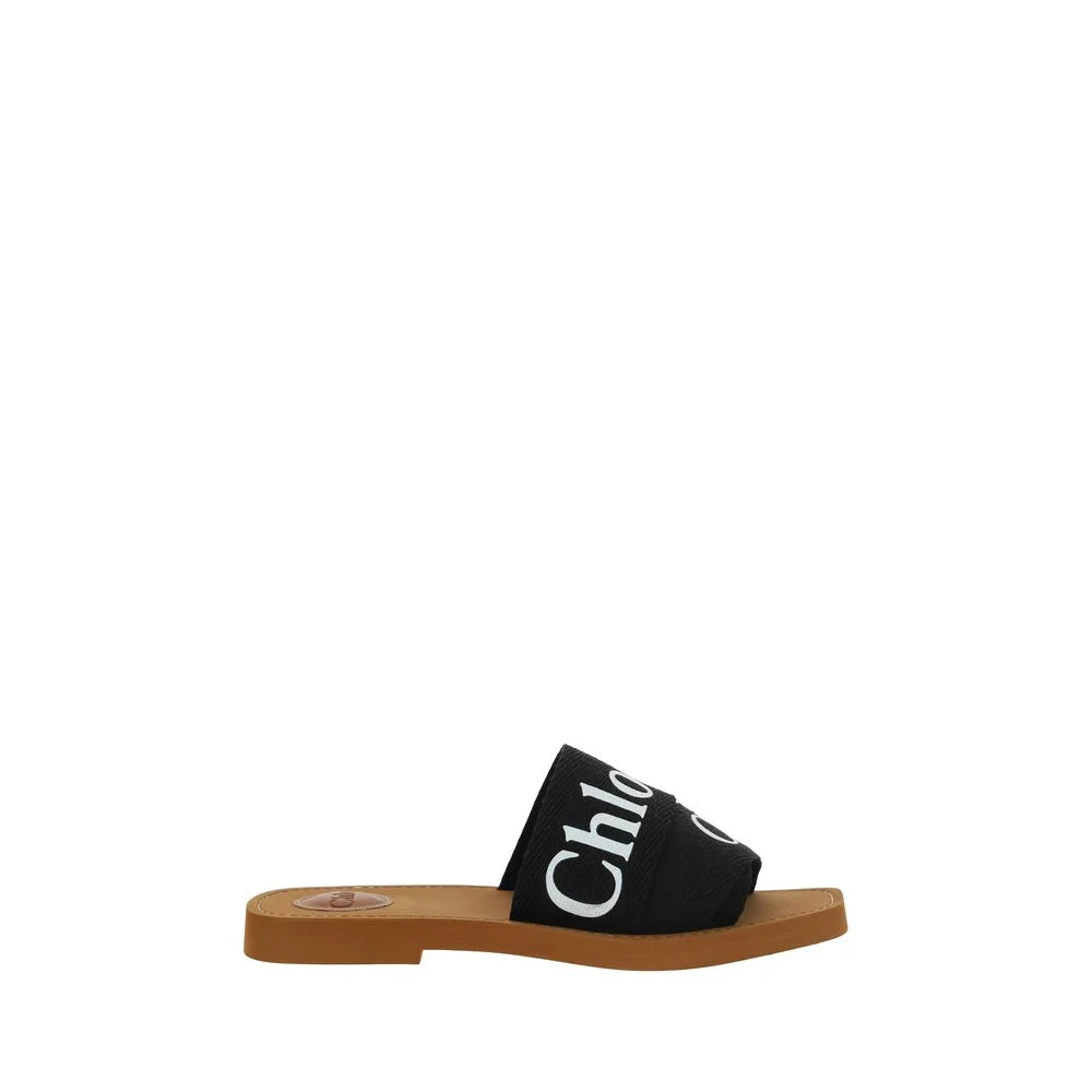 Chloé Schwarze Sandalen aus Leinen