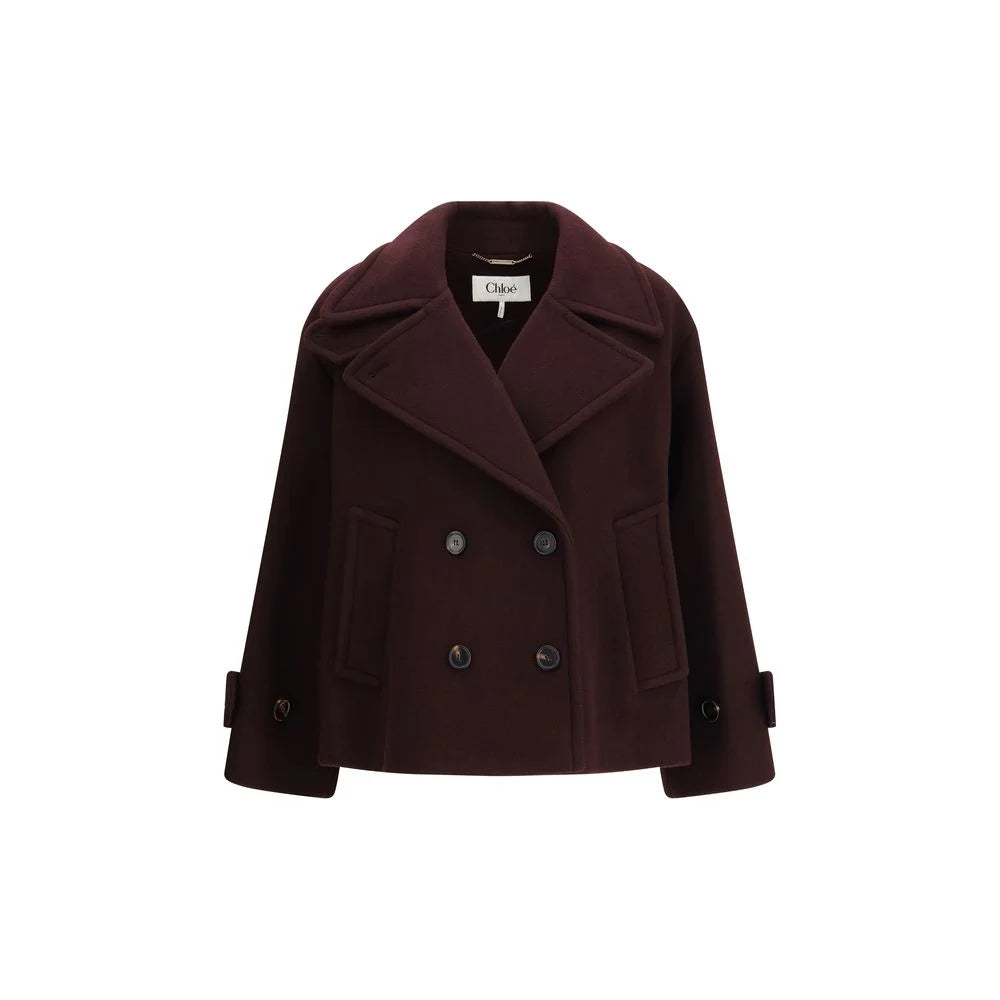 Chloé Bordeaux Fleece Wool Coat - IT38 | S